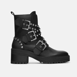 Black Studded Ankle Boots Size 38